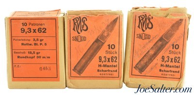 Vintage Boxes RWS 9.3 x 62 Sinoxid Ammo 27 rnds - Image 1 of 4