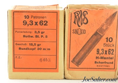 Vintage Boxes RWS 9.3 x 62 Sinoxid Ammo 27 rnds - Image 2 of 4