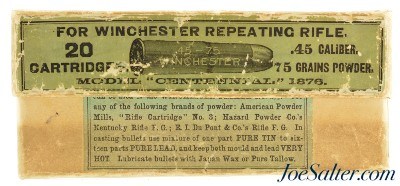 Early 1900's Centennial 1876 Winchester 45-75 WCF Ammo Full Box