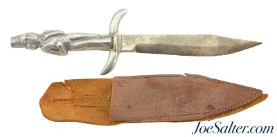 Vintage 5" Blade Cast Figure Knife with Sheath