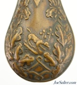 Antique Oak and Dog Pattern Pistol Powder Flask - 3 of 7