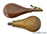 Antique Eagle Pattern Powder Flask & Leather Flask - 1 of 11