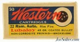Rare Western 22 Rem Auto Ammo "Bullesye" Target Logo Full Box Excellent - 1 of 7