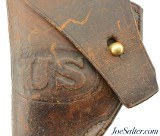 US M1892 WWI Revolver Leather Holster RIA - Image 3 of 6