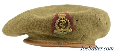 Original British WWII Canadian Manufactured Beret w/ Army Medical Corps badge - Image 1 of 6