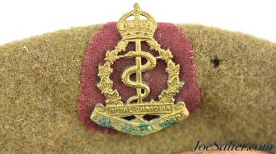 Original British WWII Canadian Manufactured Beret w/ Army Medical Corps badge - Image 5 of 6