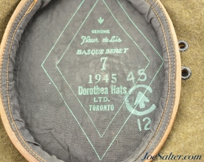 Original British WWII Canadian Manufactured Beret w/ Army Medical Corps badge - Image 6 of 6