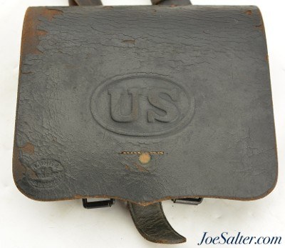 Civil War US Model 1864 Cartridge Box by S.H. Young & Co. with Post-War Strap - Image 2 of 10