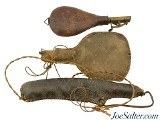 Lot of 3 Antique Leather Shot and Powder Bags - 1 of 6