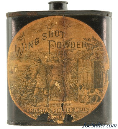 Rare Wing Shot Powder Tin oriental Powder Mills Boston