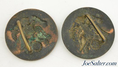 Original Pair of WWI US Army Cavalry Horse Bridle Eagle Rosettes - Image 2 of 2
