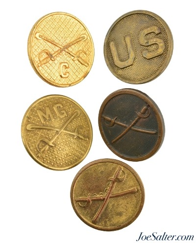 US Uniform Collar Discs Cavalry 5 Piece Collection Machine Gun Army Cavalry - Image 1 of 2
