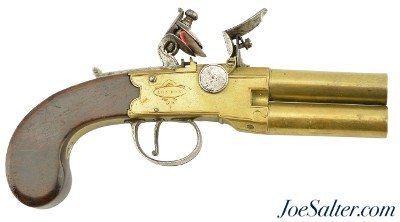 British Brass Frame Flintlock Tap-Action Pistol by J. & W. Richards - Image 1 of 12