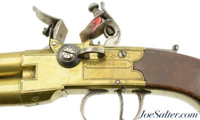 British Brass Frame Flintlock Tap-Action Pistol by J. & W. Richards - Image 6 of 12
