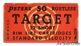 Peters 22 Short Target Ammo Full Box 50 Rounds 1948 Red "Target" Issue - 1 of 7