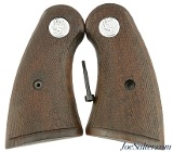 Original Colt Post-WWII Checkered Walnut W/ Medallion Revolver Grips Officers Model - 1 of 3