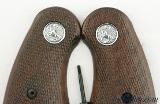 Original Colt Post-WWII Checkered Walnut W/ Medallion Revolver Grips Officers Model - 2 of 3