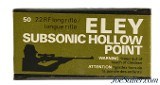 Sealed! Eley Subsonic Hollow Point 22LR Full Box 1980's Shooter On Top