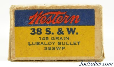 Full Box Western "Bullseye" Target Logo 38 S&W Ammo Lubaloy Bullet - Image 3 of 7
