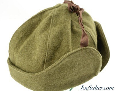 WWII Canadian DMC Winter Cap Size 7 1/8 Green Wool 1942 w/ Badge - Image 4 of 5