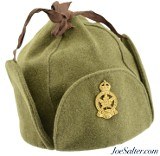 WWII Canadian DMC Winter Cap Size 7 1/8 Green Wool 1942 w/ Badge - Image 1 of 5