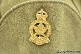 WWII Canadian DMC Winter Cap Size 7 1/8 Green Wool 1942 w/ Badge - Image 2 of 5