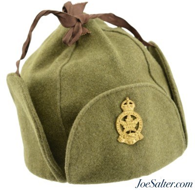 WWII Canadian DMC Winter Cap Size 7 1/8 Green Wool 1942 w/ Badge - Image 1 of 5