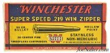 Winchester Super Speed 219 Win. Zipper Ammo Full "1939" Box 56 Grain HP - 1 of 7