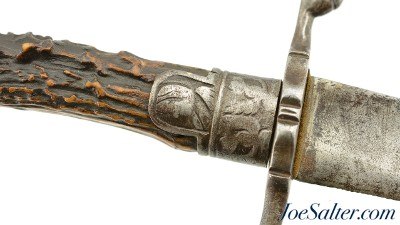 Revolutionary War Era Germanic Stag Hilt Hanger - Image 4 of 12