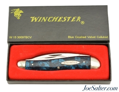 Winchester Crushed Blue Velvet Whittler Knife W 15 30097BCV USA - Image 1 of 6