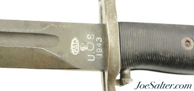 WWII M1905 M1 Garand 10" Bayonet with Scabbard and White Canvas Sheath 1943 - Image 6 of 9