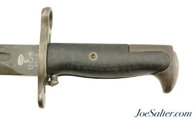WWII M1905 M1 Garand 10" Bayonet with Scabbard and White Canvas Sheath 1943 - Image 5 of 9