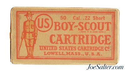 Very Rare Sealed! US Cart. Co. Boy Scout 22 Short Ammo Lowell, Mass Circa 1910-15 - Image 1 of 6