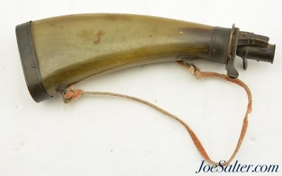 Antique Horn Powder Flask Flip up Measure Bee Makers Mark - Image 2 of 7