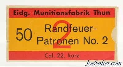 Swiss 22 Short Ammo Eidgenossen Munitionsfabrik Thun Full Box - Image 1 of 4