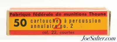Swiss 22 Short Ammo Eidgenossen Munitionsfabrik Thun Full Box - Image 2 of 4