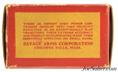 Savage Indian Head Logo Box 22 Hornet Full 45 Grain Soft Point - Image 4 of 7
