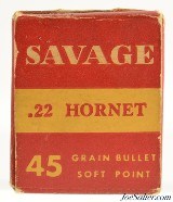 Savage Indian Head Logo Box 22 Hornet Full 45 Grain Soft Point - Image 5 of 7