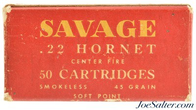 Savage Indian Head Logo Box 22 Hornet Full 45 Grain Soft Point - Image 6 of 7