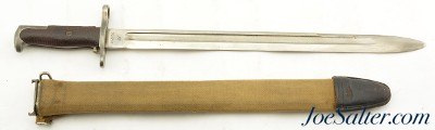 WWI US Springfield Model of 1905 Bayonet and Woven Duck Scabbard Named - Image 2 of 11