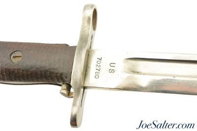 WWI US Springfield Model of 1905 Bayonet and Woven Duck Scabbard Named - Image 4 of 11