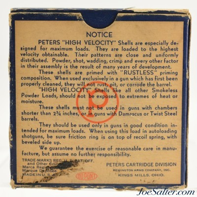 Vintage Peters High Velocity 12ga. 2 ¾" #4 shot Full Box 25rnds - Image 6 of 7