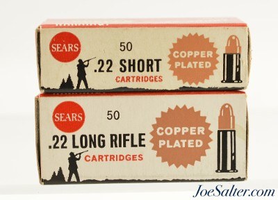 Sears Copper Plated 22 LR & 22 Short Ammo 1962 Series Full Collector Boxes - Image 2 of 5