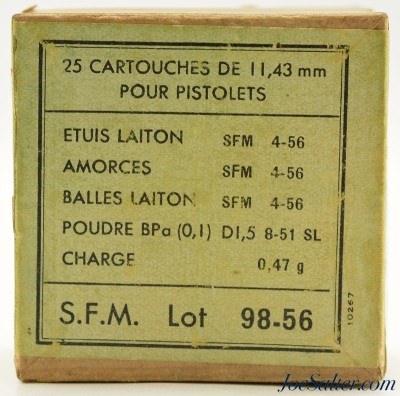 S.F.M. French military 45 ACP Ball 1956 - Image 1 of 5