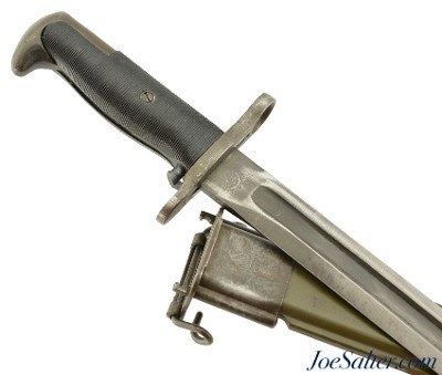 US M1 Garand 1905E1 10" AFH-MOD Bayonet with Scabbard 1942 - Image 1 of 10