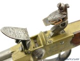Unusual Brass Frame Tap-Action Side x Side Double Barrel Flintlock Pistol by Patrick of Liverpool - Image 12 of 15