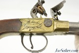 Unusual Brass Frame Tap-Action Side x Side Double Barrel Flintlock Pistol by Patrick of Liverpool - Image 3 of 15