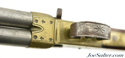Unusual Brass Frame Tap-Action Side x Side Double Barrel Flintlock Pistol by Patrick of Liverpool - Image 15 of 15