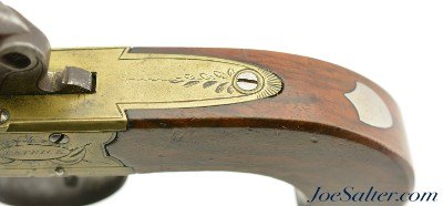 Unusual Brass Frame Tap-Action Side x Side Double Barrel Flintlock Pistol by Patrick of Liverpool - Image 11 of 15