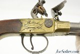 Unusual Brass Frame Tap-Action Side x Side Double Barrel Flintlock Pistol by Patrick of Liverpool - Image 3 of 15
